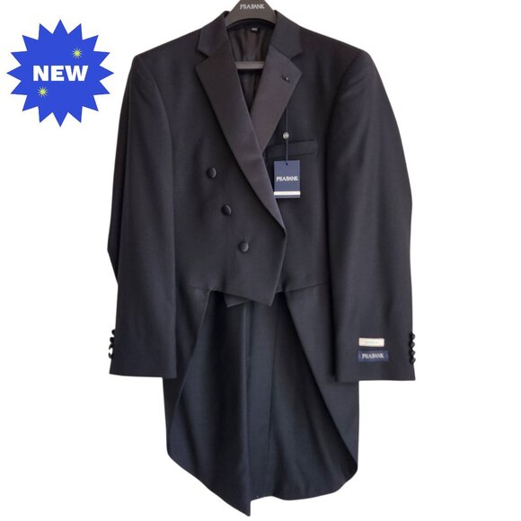 40R Dinner Tailcoat Jacket Black Tails Formal Wedding Debutante Ball Mens Size - Picture 1 of 17